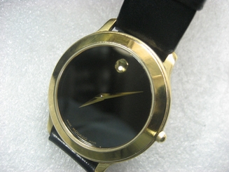 MOVADO MUSEUM 87 E4 0844 SWISS MADE MEN'S DRESS WATCH GOLD PL CASE LEATHER STRAP
