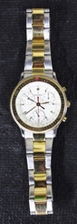Rare Vintage Movado 80.A5.861 Chronograph Tachymeter Bi-Tone Stainless Band