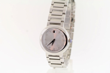 Ladies Movado 0606789 CONCERTO Stainless Steel Silver Dial Diamond Accent Watch