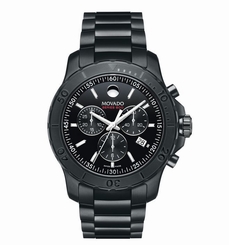 NWOT Men's Movado 2600119 Series 800 Black Chronograph Watch