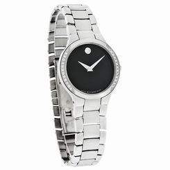 Movado Serio Series Ladies Diamond Black Dial Swiss Quartz Dress Watch 0606385 775924790886