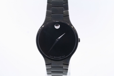 Men's Movado 0606594 SERIO Black Dial Black PVD Bracelet Watch