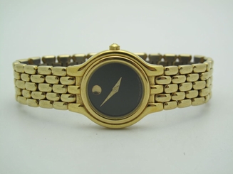 Movado 87.24.816 Ladies Gold Tone Black Museum Dial Swiss Quartz Watch