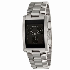 Movado 0606661 Mens Black Dial Quartz Watch with Stainless Steel Strap