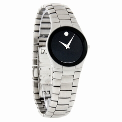 Movado Strato Ladies Black Dial Stainless Steel Swiss Quartz Watch 0605609