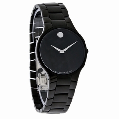 Movado Serio Series Mens Black Dial Stainless Steel Swiss Quartz Watch 0606594