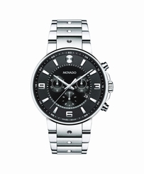 Movado SE Pilot 0606759 Black Dial Chronograph Stainless Steel Mens Watch 885997092470