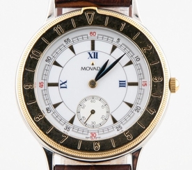 Movado Unisex Esq. Two-Tone Stainless Steel Quartz Watch Leather Band 81.09.861