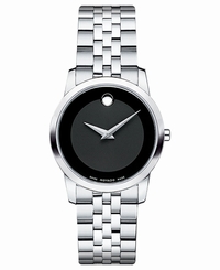Movado Museum Black Dial Stainless Steel Quartz Ladies Watch 0606505