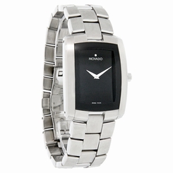 Movado Eliro Mens Rectangular Black Dial Swiss Quartz Watch 0605377 775924325071