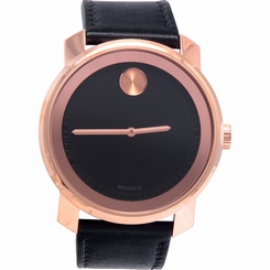 Movado Men's Swiss Bold Black Leather Strap Watch 43mm 3600376