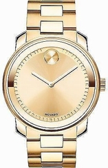 Movado Bold 42.5mm Unisex Champagne Dial Gold Tone Steel Watch 3600258