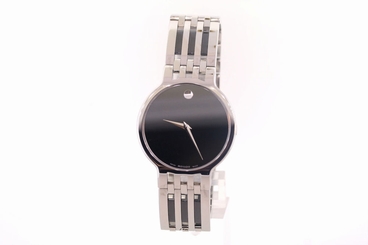 Men's Movado 0606071 ESPERANZA Stainless Steel Black Dial Black Accented Watch