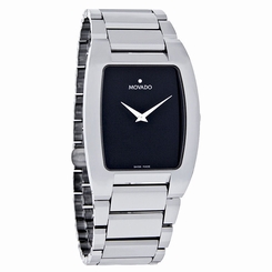 Movado Fiero Mens Platinum Tungsten Carbide Black Dial Swiss Watch 0605621