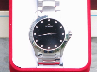 Movado Stainless Steel Men's Museum Black Dial Watch Diamond Dial 84 G2 1855