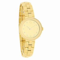 Movado Bold Ladies Diamond Champagne Dial Gold Tone Swiss Quartz Watch 0606816