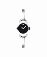 Movado Rondiro 0606798 Black Dial Stainless Steel Bangle Bracelet With Diamonds