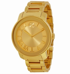 Movado Bold 3600197 Champagne Dial Yellow Gold IP Steel Unisex Watch