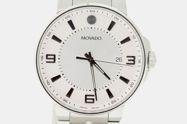 Men's Movado 0606762 SE Pilot Silver Dial Date Stainless Steel Watch