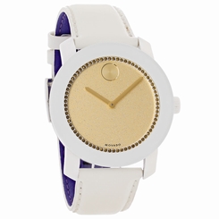 Movado Bold Midsize Glitter Champagne Dial Crystal Swiss Quartz Watch 3600220