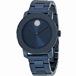 MOVADO UNISEX BLUE STEEL BRACELET & CASE QUARTZ ANALOG WATCH 3600388