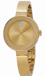 Movado Bold Yellow Gold Tone 34mm Quartz Women's Watch 3600201