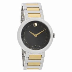 Movado Concerto Series Mens Black Dial Two Tone Swiss Quartz Watch 0606588