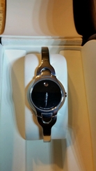 MOVADO KARA BLACK FACE LADIES WRIST WATCH 84A11846 saphire crystral
