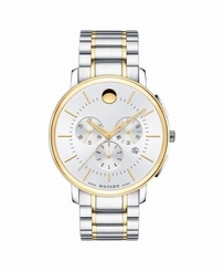 NEW MOVADO THIN CLASSIC 0606887 TWO TONE CHRONOGRAPH YELLOW GOLD PVD MOVADO TC