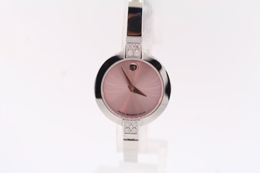 Ladies Movado 0606243 Bela Stainless Steel Diamond Accented Pink Dial Watch