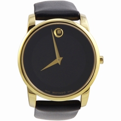 Movado Museum Men's Watch Black Dial Leather Strap 0606876