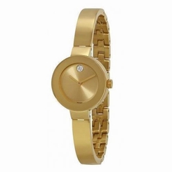 Movado Bold Women's Gold Tone Steel Bracelet & Case Swiss Quartz Watch 3600285