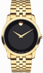  Movado Museum Classic 0606997 Black Dial Stainless Steel Yellow PVD Men's Watch