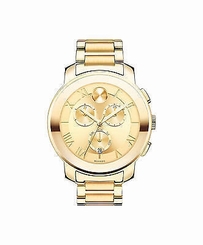 New Movado Bold 40mm Unisex Gold-Tone Chronograph Quartz Watch 3600209
