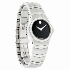 Movado Imperio Ladies Black Dial Stainless Steel Swiss Quartz Watch 0601037