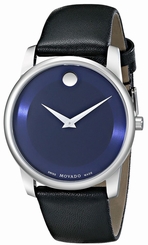 Movado Men's 0606610 "Museum" Stainless Steel Watch with Black Leather Band New