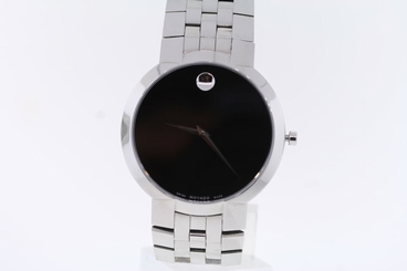 Men's Movado 0606234 Faceto Black Dial Stainless Steel Watch