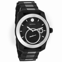Movado Vizio Mens Tungsten Bezel Black Dress Swiss Quartz Watch 0606614