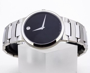 MOVADO MENS WATCH TEMO BLACK DIAL STAINLESS STEEL  MODEL 0605903  RETAIL $895