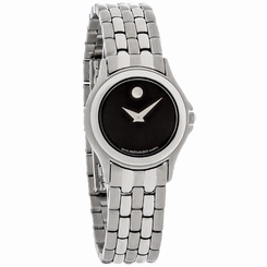 Movado Folio Ladies Black Dial Stainless Steel Swiss Quartz Watch 0691028