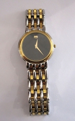 AUTHENTIC Movado Mystery Gold Plated & Steel Men's Watch, Quartz 81.19.865
