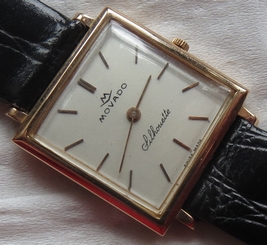 Movado Silhoutte mens wristwatch 18K solid gold case load manual all original