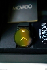 Movado Sapphire Synergy Black Dial Black Rubber Mens Watch 606780