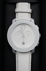 New Unisex TR90 White Movado Bold Chronograph 3600025 40mm Leather Strap W102
