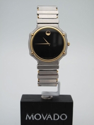 Movado 87-41-9 Men's Black Museum Dial Stainless Steel 18K. Gold Plated Watch