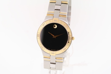 Men's Movado 0605722 JURO Black Dial Two-tone Stainless Steel Diamond Watch