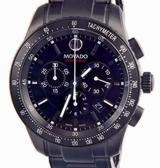 New Mens Authentic Swiss Movado 2600107 Series 800 Chronograph Black PVD Watch