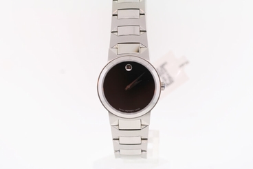 Ladies Movado 0605904 Temo Stainless Steel Black Dial Watch