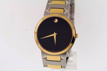Men's Movado 0606064 TEMO Two-Tone Stainless Steel Black Dial Watch