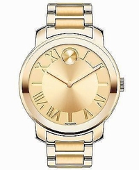 Movado Bold 39mm Gold Plated Steel Unisex Watch 3600197